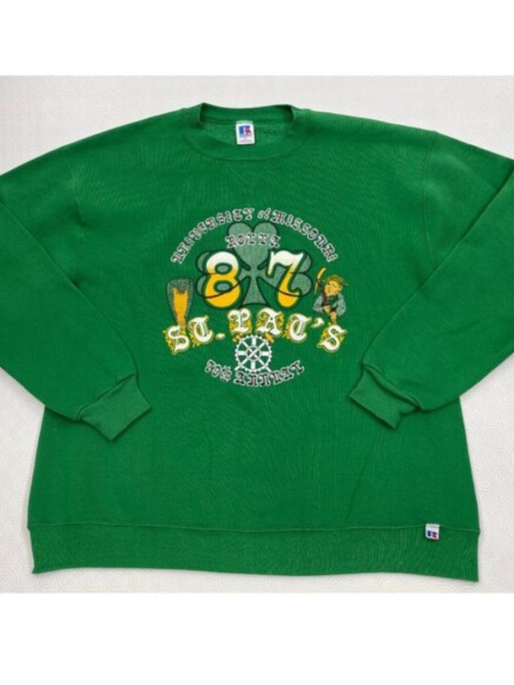VTG 1987 Russell Athletic University Missouri St Patrick Irish Sweatshirt Men M